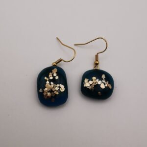Boucles d’oreilles bleues dorées