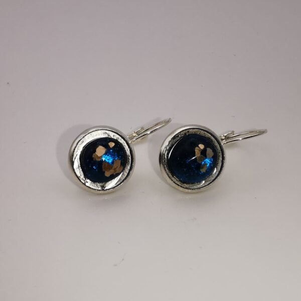 Boucles d’oreilles bleu et doré